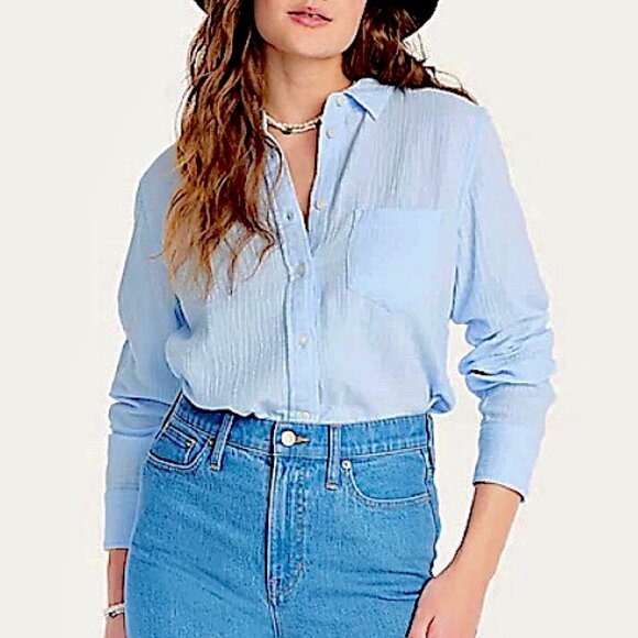 New J.Crew Classic-Fit Soft Gauze Shirt in Light Blue Size 8 - Picture 1 of 12